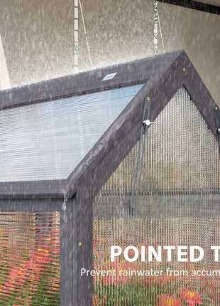 Raised Garden Flower Bed Kit with Greenhouse, Wooden Cold Frame Planter, 35.5" x 22.5" x 38.25", Gray