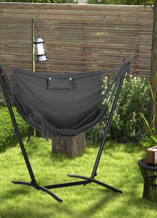 U Shape Stand Hammock Chair, Headrest Include Hammock Swing, Dark Gray