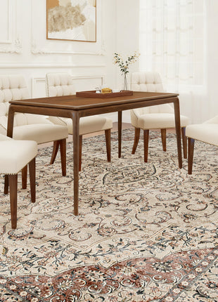 Area Rug 8x10, Machine Washable Rug, Non-Slip Classical Floral Print Floor Carpet for Living Room, Bedroom, Mixed-Brown