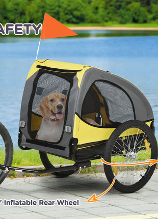 Dog Bike Trailer, Pet Stroller with Wheels for Medium Dogs, Yellow