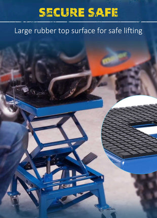 300 lbs Hydraulic Motorcycle Scissor Jack Lift Foot Step Wheels for Small Dirt Bikes