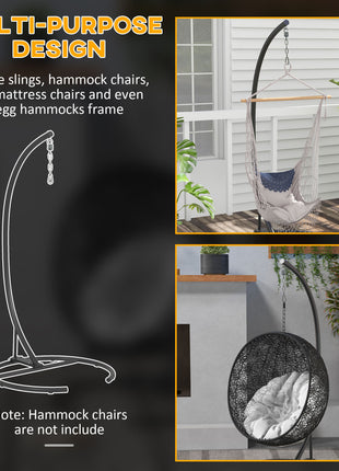 Hanging Hammock Chair Stand with Round Base, 40.2" x 76.8", Black