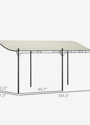 10' x 16' Wall-Mounted Outdoor Pergola Canopy, Metal Patio Canopy with Drainage Holes for Backyard Garden, Cream White