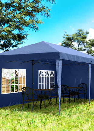 10' x 20' Pop Up Canopy Tent with 4 Sidewalls, Instant Gazebo with Carry Bag for Garden, Patio, Blue