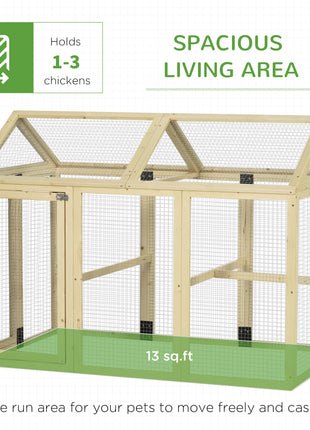 Wooden Chicken Run, Combinable Design with Perches, 4.6' x 2.8', Nature Wood