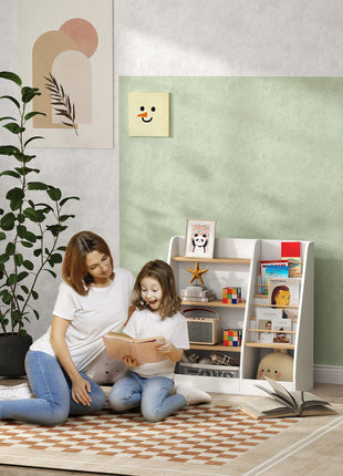 4 Tier Kids Bookshelf and Toy Storage Organizer with Book Rack, for Living Room, Kids Room, Playroom, Bedroom, White
