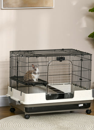 2-tier Compact Platform Rolling Small Animal Rabbit Cage for Hamsters, Chinchillas & Gerbils with a Large Living Space
