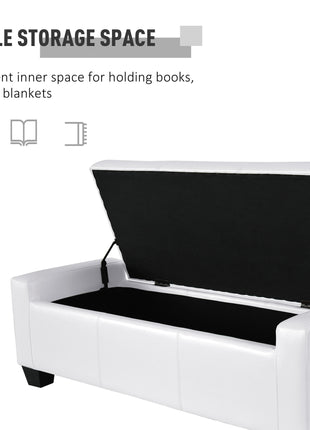 50.5" Faux Leather Rectangular Tufted Storage Ottoman for Living Room, Entryway, or Bedroom, White