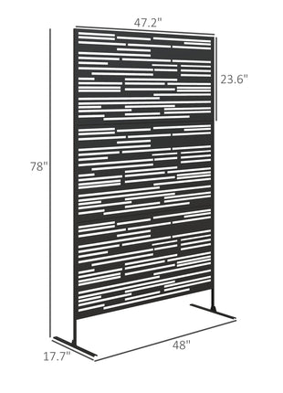 78" H x 48" W Metal Outdoor Privacy Screen, Freestanding Decorative Privacy Fence Screen for Balcony, Black