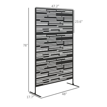 78" H x 48" W Metal Outdoor Privacy Screen, Freestanding Decorative Privacy Fence Screen for Balcony, Black