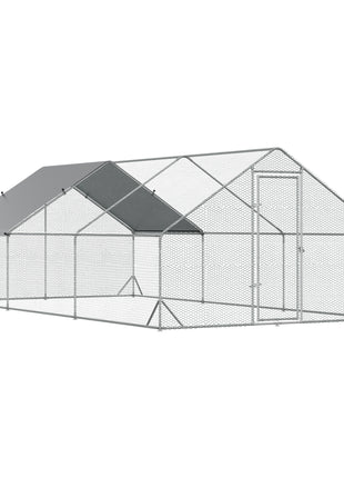 10' x 20' x 6.5' Chicken Coop Cage, Outdoor Hen House w/Cover & Lockable Door