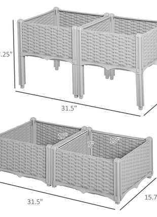 4-Piece Raised Garden Bed with Legs, Self-Watering Planter Box Raised Bed to Grow Flowers, Herbs & Vegetables, Gray