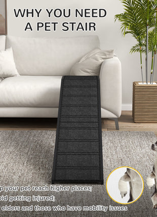 Dog Ramp w/ Non-Slip Carpet and Top Platform, 74" x 16" x 25", Black