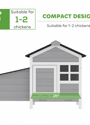 Wooden Chicken Coop Outdoor with Nesting Box, Pull-Out Metal Tray, for 1-2 Chickens, Rabbits, Ducks, 36" x 25" x 27"