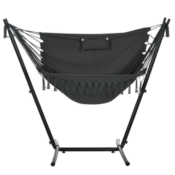 U Shape Stand Hammock Chair, Headrest Include Hammock Swing, Dark Gray