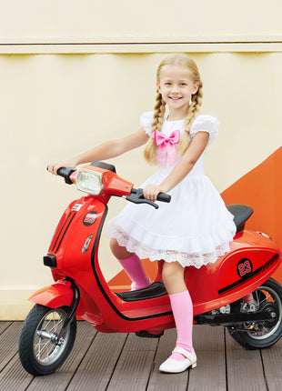 24V Kids Motorcycle with 3-Speed, Electric Motorcycle with Rear Suspension and LED Lights for 8-12 Years Old, Red