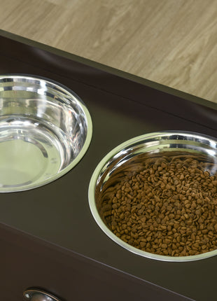 Pet Feeding Station Pet Dish Bowl Set with Storage, 2 Elevated Dog Bowls for Large Sized Dogs, Coffee