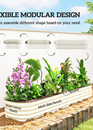 7.9' x 2' x 1' Galvanized Raised Garden Bed Kit, Metal Planter Box with Safety Edging, Cream