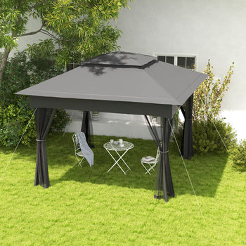 11x11 Outdoor Canopy, Portable Gazebo with Zipper Netting & Carry Bag Perfect for Backyard, Patio, Garden, Camping, Dark Gray