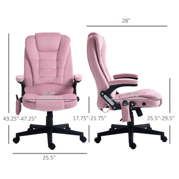 6 Point Executive Office Chair with Heat, Velvet High Back Vibrating Massage Office Chair, Pink
