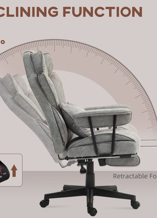 400LBS Big and Tall Office Chair, Massage Office Chair with Footrest, Lumbar Support and Reclining Function, Gray