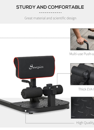 3 in 1 Padded Push Up Sit Up Squat Machine Home Gym Fitness Equipment, Black