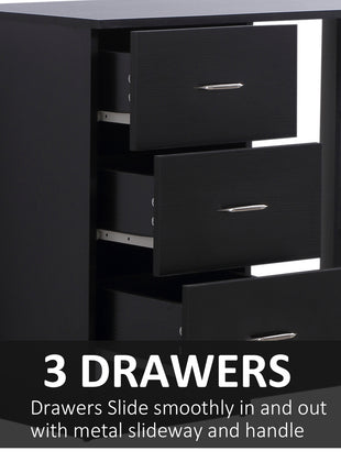 47" Home Office Computer Desk Bookcase Combo, Writing Table Workstation with 3 Drawer and Storage Shelf - Black