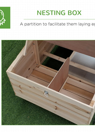 77" Wooden Chicken Coop with Nesting Box, Cute Outdoor Hen House with Removable Tray, Ramp Run, for Garden Backyard, Natural