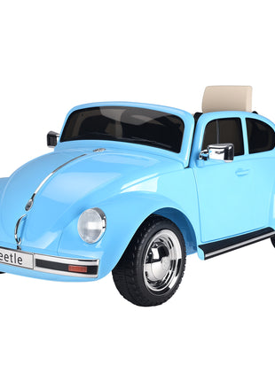 Licensed Volkswagen Beetle Electric Kids Ride-On Car 6V Battery Powered Toy with Remote Control Music Horn Lights MP3 for 3-6 Years Old Blue