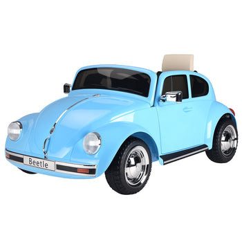 Licensed Volkswagen Beetle Electric Kids Ride-On Car 6V Battery Powered Toy with Remote Control Music Horn Lights MP3 for 3-6 Years Old Blue