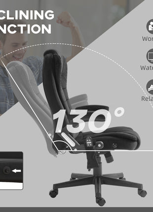 6 Point Executive Office Chair with Heat, Velvet High Back Vibrating Massage Office Chair, Black