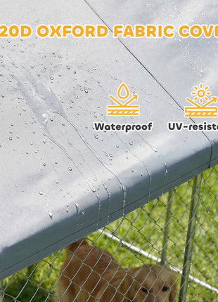 Heavy Duty Outdoor Dog Kennel with Waterproof Roof, Secure Latch, Chain Link Dog Run for Backyard, 20' x 7.5' x 8'