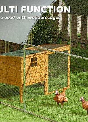 Large Metal Chicken Coop with Waterproof and Anti-UV Cover for Yard, Outdoor, Duck, Rabbit, 9.2' x 31.2' x 6.5'