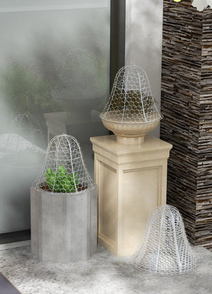 6 Pack Garden Cloches for Plants, 16" x 13" Metal Crop Cage, Plant Cages to Keep Animals Out, White
