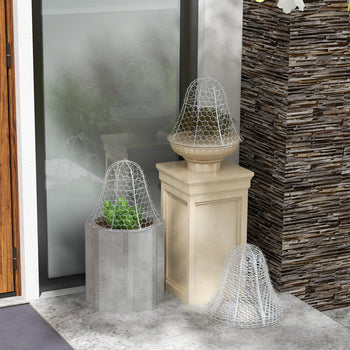 6 Pack Garden Cloches for Plants, 16" x 13" Metal Crop Cage, Plant Cages to Keep Animals Out, White