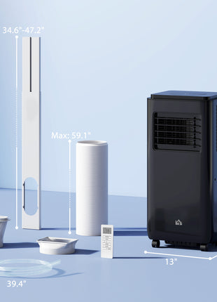 10,000 BTU Moible Air Conditioner 440 Sq. Ft., Dehumidifier Fan Auto Sleep with 24H Timer On/Off, Window Kit, Black