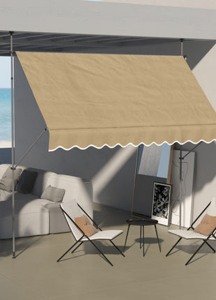10' x 4' Manual Retractable Awning, Non-Screw Patio Awning, UV Resistant, for Window or Door, Beige