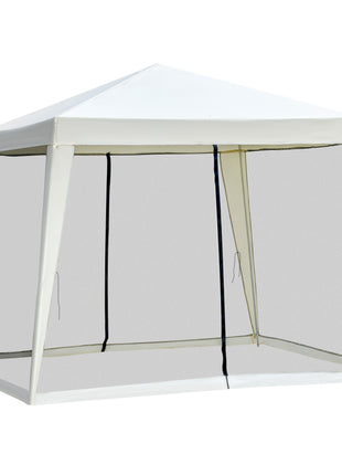 10'x10' Outdoor Party Tent Canopy with Mesh Sidewalls, Patio Gazebo Sun Shade Screen Shelter, Beige