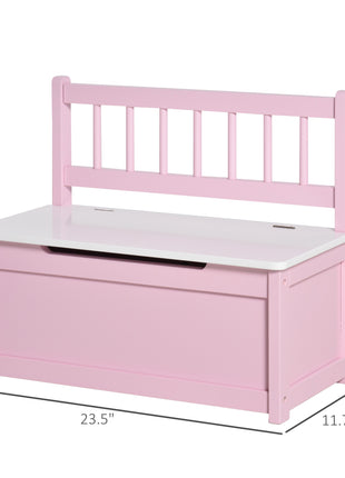 Toy Box Chest, Kids Storage Bench with Large 27 L Interior, Toy Organizer with Top Lid, and Backrest, Pink