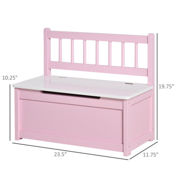Toy Box Chest, Kids Storage Bench with Large 27 L Interior, Toy Organizer with Top Lid, and Backrest, Pink