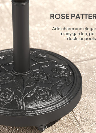 Round Patio Umbrella Base, 46 lbs Resin Umbrella Base with Wheels, Outdoor Umbrella Stand for 1.3"/1.5"/1.9" Umbrella Poles for Outdoor, Lawn, Poolside, Black