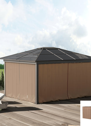 9.84' x 9.84' Gazebo Sidewall Set with Hooks/C-Rings, Brown