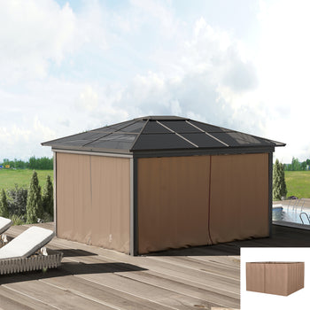 9.84' x 9.84' Gazebo Sidewall Set with Hooks/C-Rings, Brown