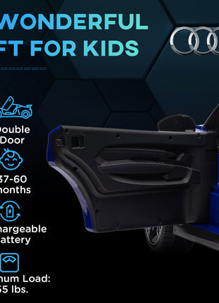 12V Licensed Audi RS E-tron GT Kids Ride on Car with Remote Control, Suspension, Horn, Music, Lights, Dark Blue