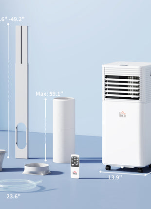 10000 BTU Mobile Air Conditioner for Cooling and Dehumidifying, Remote Control, 24H Timer, LED Display, White