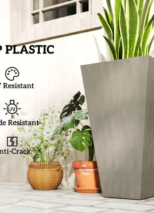 Tall Planters for Outdoor Plants Set of 3, 28 In Taper Planters with Drainage Holes, Indoor Grande Plant Pots, Front Porch Decor, Grey