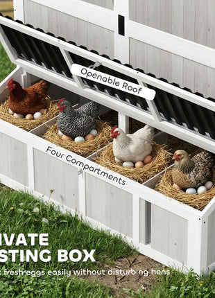 Large Chicken Coop for 10-15 Hens, Walk-in Outdoor Chicken House with Run, Nesting Box, Waterproof Roof, Perches
