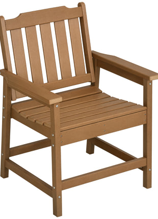 All-Weather Patio Chair, HDPE Patio Dining Chair, Heavy Duty Wood-Like Outdoor Furniture for Garden, Backyard, Deck, Porch, Lawn, Brown