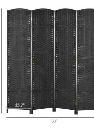 Folding Room Divider Screen 4 Panel 5.6 ' Tall Privacy Screen Freestanding Room Partition for Home Office, Black