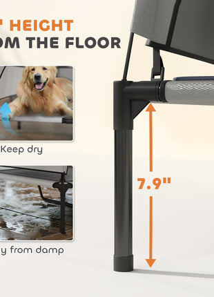 Elevated Dog Bed with Removable Canopy, Portable Outside Raised Pet Cot with Cooling Pad, Storage Bag, 42" x 30" x 37"